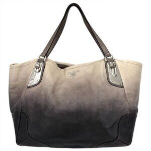 Prada Tote Gradient Shoulder Bag Leather Beige X Gray